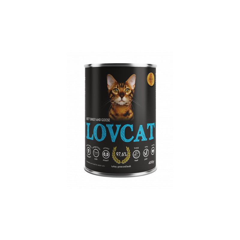 Lovcat karma dla kotów indyk z gęsią. Turkey & Goose 400g