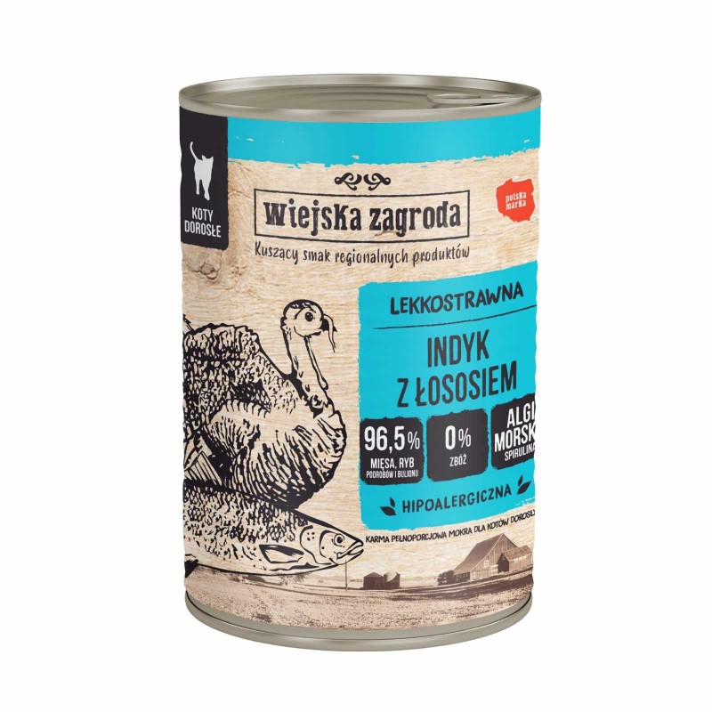 Wiejska zagroda indyk z łososiem 400g