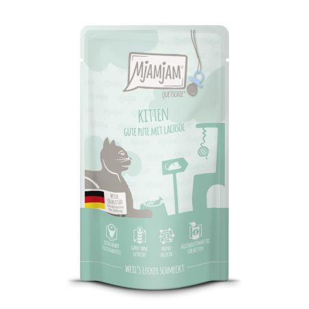 MjAMjAM Quetschie Kitten gute pute mit Lachsöl 125g