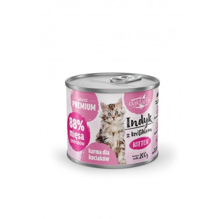 Oakfarm kitten karma mokra dla kociąt indyk z królikiem 200g.