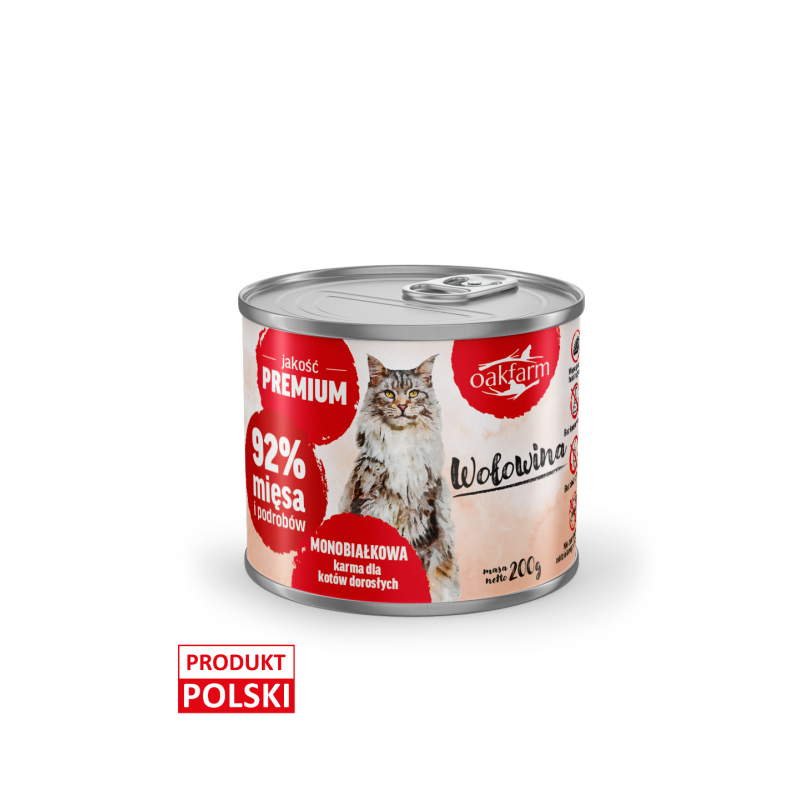 Oakfarm karma dla kota wołowina mono 200g