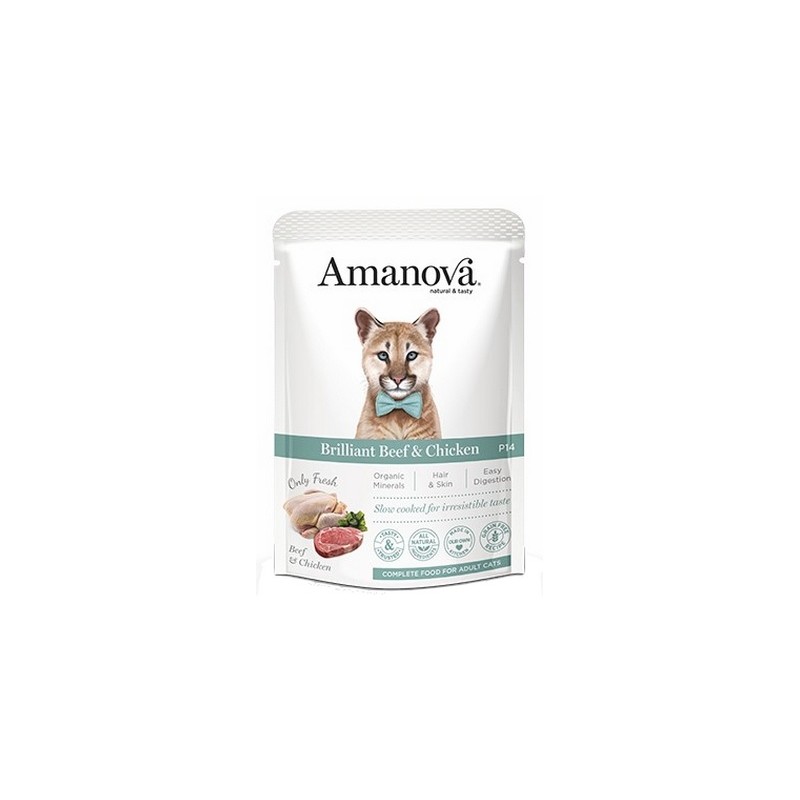 Amanova karma mokra dla kotów kurczak z wołowiną 85g