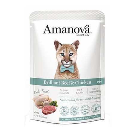 Amanova karma mokra dla kotów kurczak z wołowiną 85g