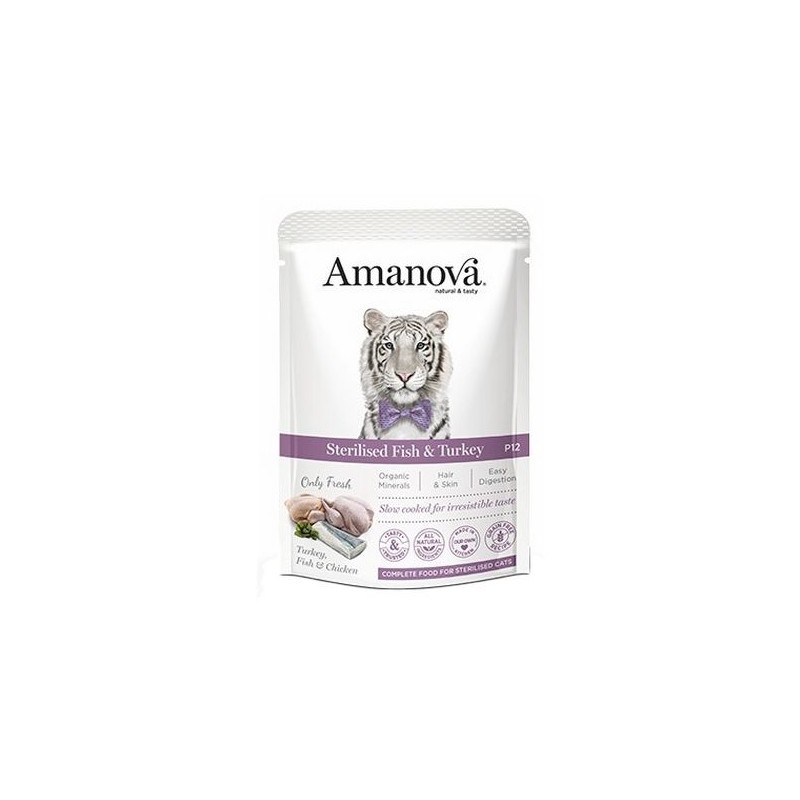 Amanova Cat Sterilised Fish & Turkey - biała ryba i indyk 85g mokra karma.