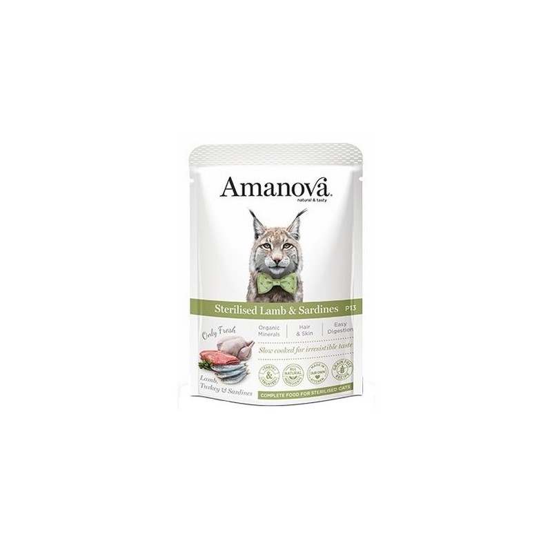 Amanova Cat Sterilised Lamb & Sardines - jagnięcina i sardynki saszetka 85g