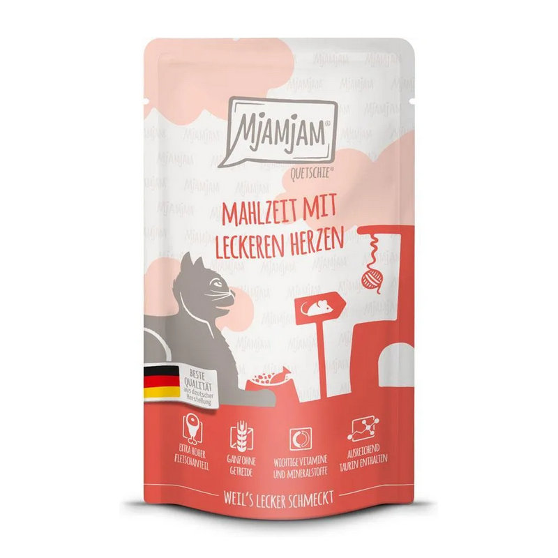 Mjamjam karma dla kotów wołowina z sercami kurczaka 125g.