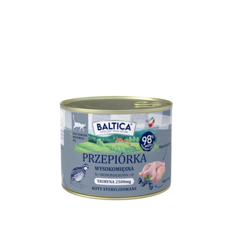 Karma mokra dla kotów Baltika Przepiórka 185g