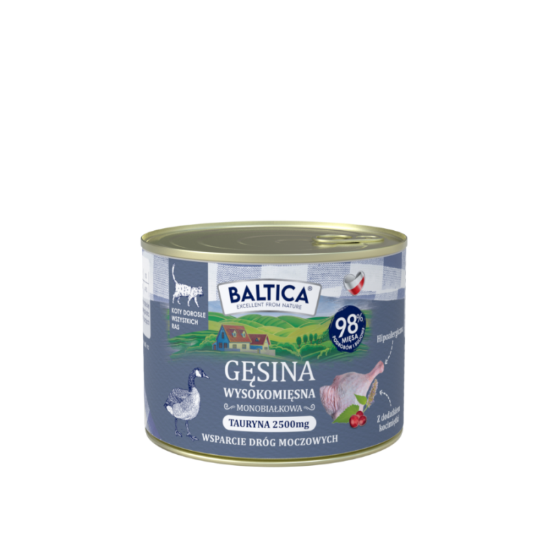 Karma mokra dla kotów Baltika Gęsina 185g