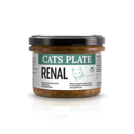 Cats Plate Vet Renal z wołowiną 180g
Karma specjalistyczna z mięsa wołowego dla kotów z przewlekłą chorobą nerek 180g