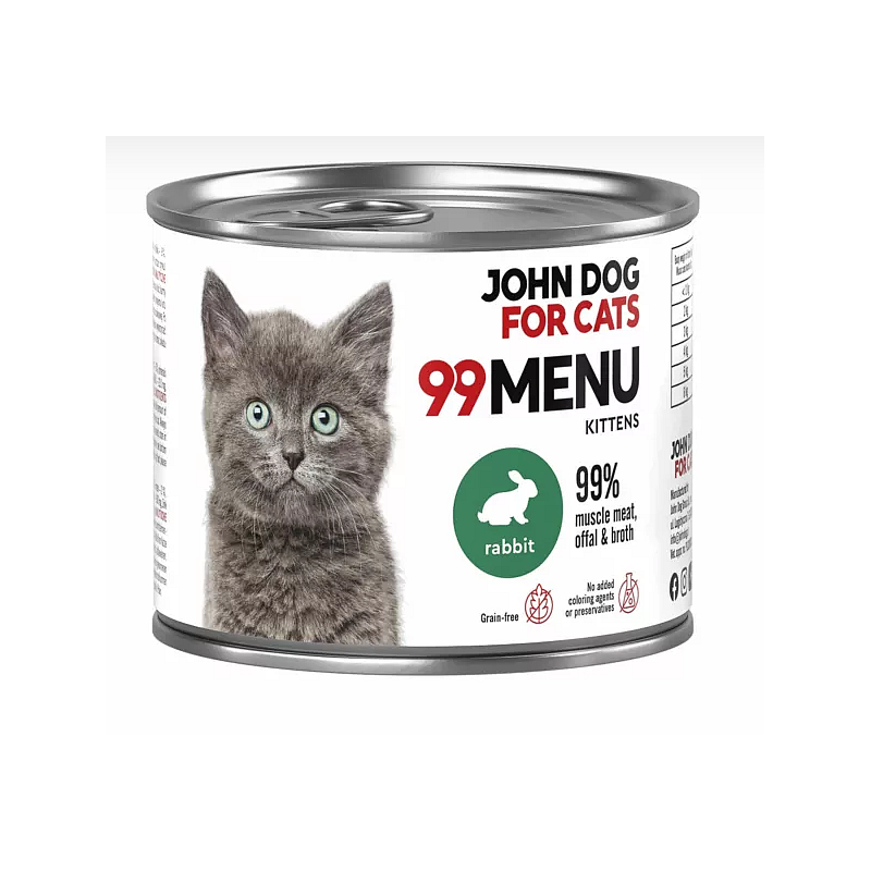 John dog for cats menu 99 kitten z królika. Karma dla kociąt 200g
