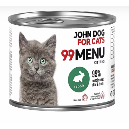John dog for cats menu 99 kitten z królika. Karma dla kociąt 200g