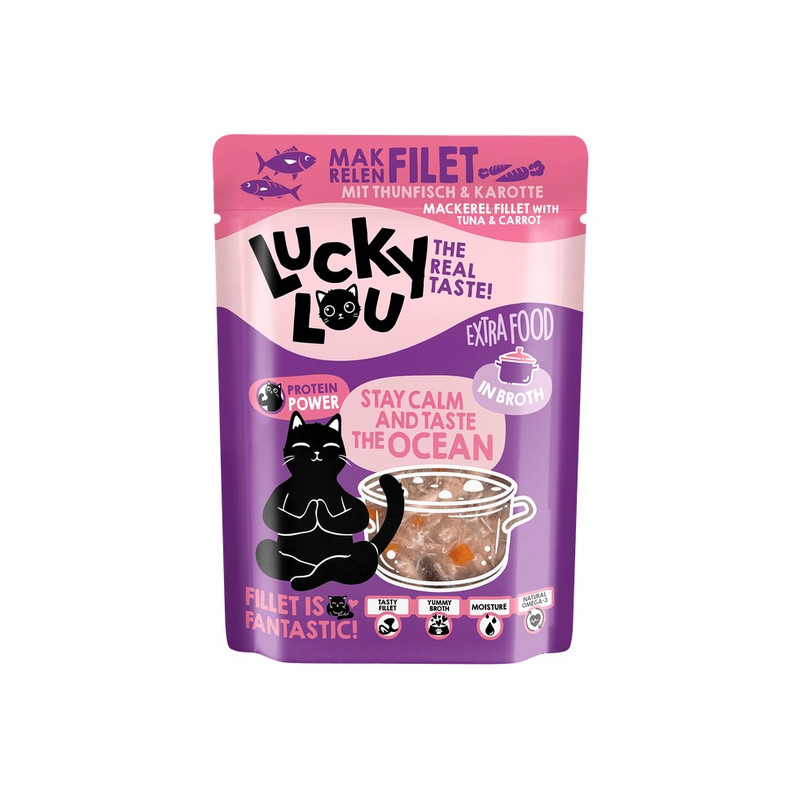 Karma dla kotów Lucky lou makrela z tuńczykiem w bulionie 70g.