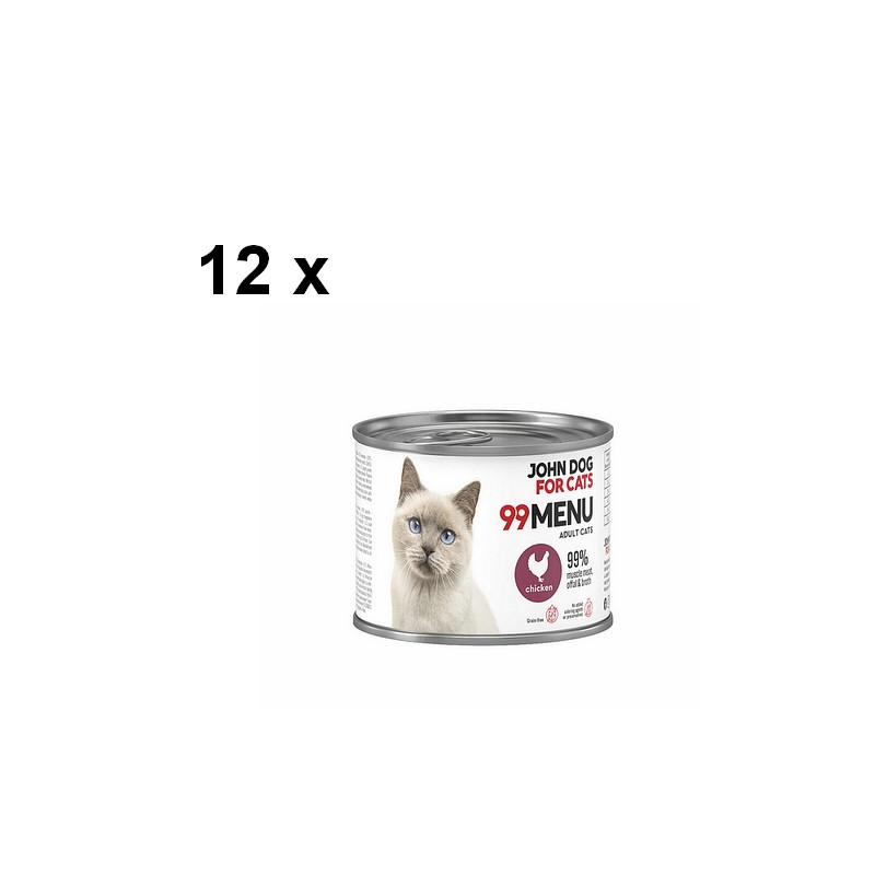 Pakiety karmy John dog for cats 99 menu kurczak 12 x 200g