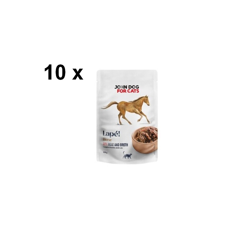 Zestaw karmy John dog lape 10 x 100g konina monobiałkowa z niskim fosforem.