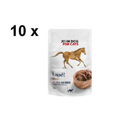 Zestaw karmy John dog lape 10 x 100g konina monobiałkowa z niskim fosforem.