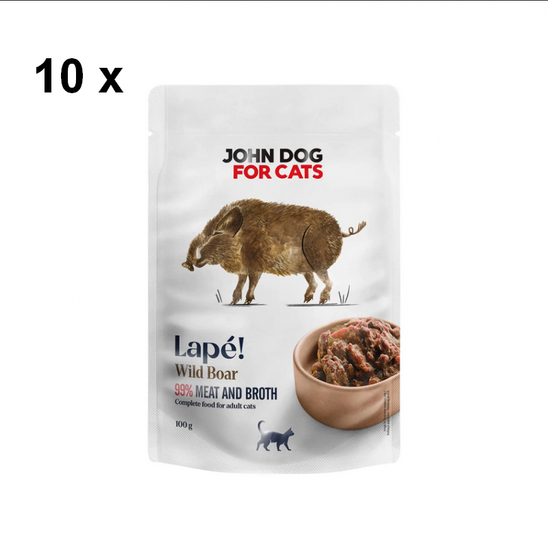 Zestaw karmy dla kotów John dod lape z koniny 10 x 100g dzik