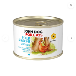 Four Seasons John Dog for Cats kurczak 185g karma mokra dla kotów z niskim fosforem.