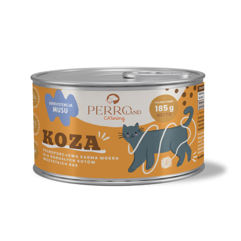 Perroland karma monobiałkowa z mięsa kozy, dla kotów dorosłych puszka 185g