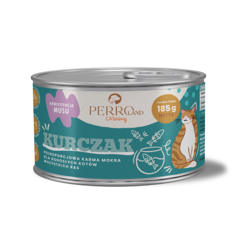 Perroland karma dla kotów dorosłych z mięsa kurczaka, mono 185g